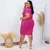 VESTIDO PLUS SIZE CANELADO PRINCESA FUCSIA - comprar online