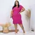 VESTIDO PLUS SIZE CANELADO PRINCESA FUCSIA