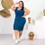 VESTIDO PLUS SIZE CANELADO REGATA AZUL PETRÓLEO