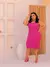 VESTIDO PLUS SIZE CANELADO REGATA FUCSIA