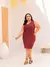 VESTIDO PLUS SIZE CANELADO REGATA MARSALA