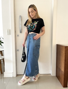 Saia jeans midi