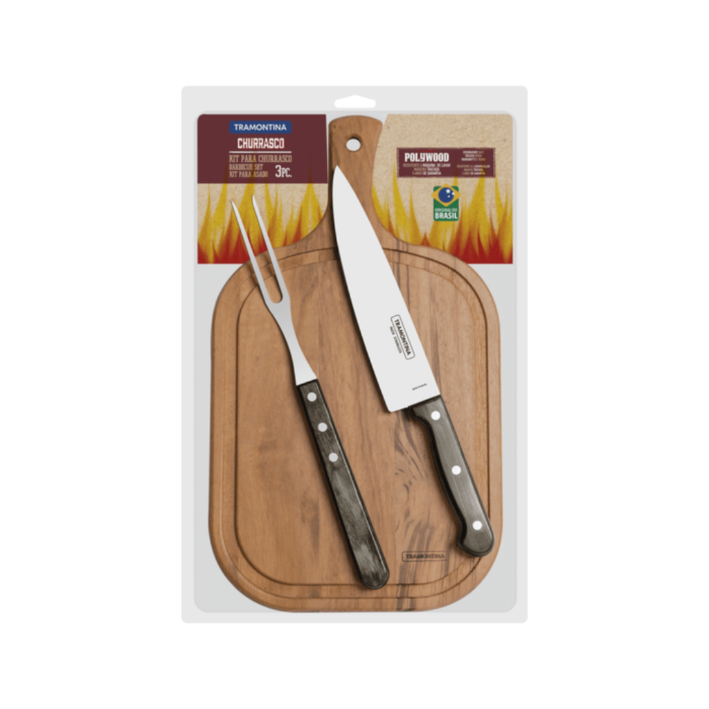 Tramontina Polywood Juego de Tenedores Stainless Steel Forks Set with  Polywood Handle (3 pc)