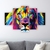 Quadro Mosaico Leão Colorido Grande 5 Partes Decorativo