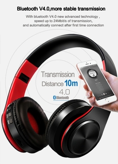 Fones de ouvido estéreo de alta fidelidade bluetooth fone de ouvido música fone de ouvido fm e suporte cartão sd com microfone para celular xiaomi iphone sumsamg tablet - Sempre mais ofertas