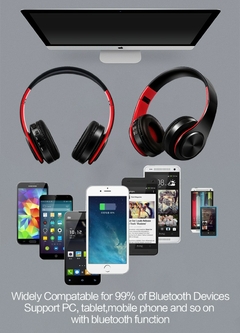 Fones de ouvido estéreo de alta fidelidade bluetooth fone de ouvido música fone de ouvido fm e suporte cartão sd com microfone para celular xiaomi iphone sumsamg tablet - Sempre mais ofertas