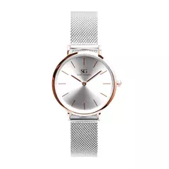 Relógio Feminino Pulseira Prata Harlem Full Rosé Gold 32mm