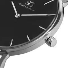 Relógio Minimalista Pulseira Prata Harlem Black Silver 40mm - Paganni Semijoias