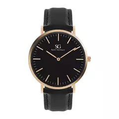 Relógio Minimalista Preto Pulseira De Couro Murray Black Rosé Gold 40mm