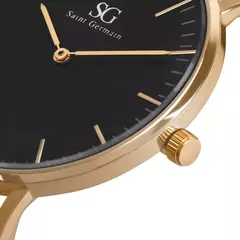 Relógio Minimalista Preto Pulseira De Couro Murray Black Rosé Gold 40mm - Paganni Semijoias