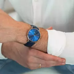 Relógio Minimalista Azul Pulseira de Couro Riverdale Blue Silver 40mm - comprar online