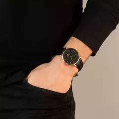 Relógio Minimalista Preto Pulseira De Couro Murray Black Rosé Gold 40mm - comprar online