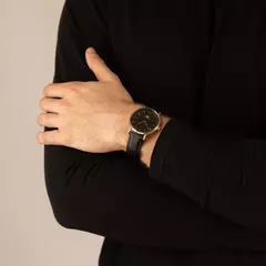 Relógio Minimalista Preto Pulseira De Couro Murray Black Rosé Gold 40mm na internet