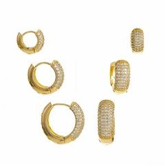 Trio Argolas Microcravejadas Banhadas a Ouro 18k