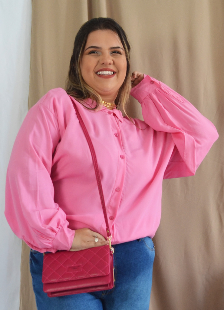 Camisa em Viscose Rayon Lecimar Rosa - Zanne Duarte