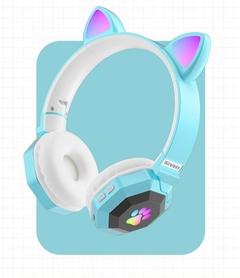 Fone de ouvido sem fio bonito orelha de gato Bluetooth 5.0 fone de ouvido estéreo rgb capacete de música celular com microfone fone de ouvido presente para crianças na internet