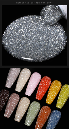 BORN PRETTY 1 Frasco 7ml Reflexivo Top Coat Função Gel Glitter Prata Holographic Gel Moak Off Nail Art UV Gel Verniz