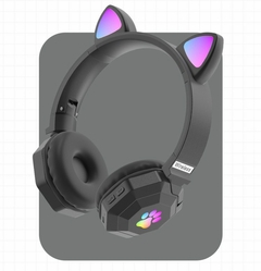 Fone de ouvido sem fio bonito orelha de gato Bluetooth 5.0 fone de ouvido estéreo rgb capacete de música celular com microfone fone de ouvido presente para crianças - comprar online