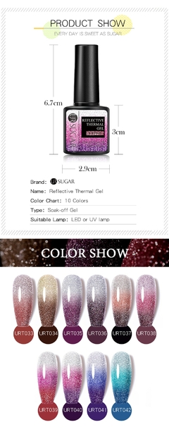 UR SUGAR Gel Térmico Reflexivo Esmalte 7.5ml Semi Permanente Mergulhe Off UV LED Gel Esmalte Verniz Artístico Para Manicure - Coala Brasil