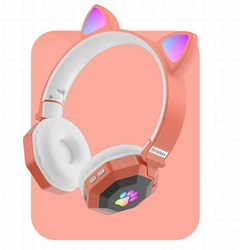 Fone de ouvido sem fio bonito orelha de gato Bluetooth 5.0 fone de ouvido estéreo rgb capacete de música celular com microfone fone de ouvido presente para crianças - comprar online