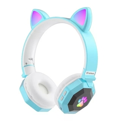 Fone de ouvido sem fio bonito orelha de gato Bluetooth 5.0 fone de ouvido estéreo rgb capacete de música celular com microfone fone de ouvido presente para crianças na internet