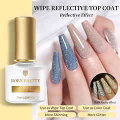 BORN PRETTY 1 Frasco 7ml Reflexivo Top Coat Função Gel Glitter Prata Holographic Gel Moak Off Nail Art UV Gel Verniz - loja online