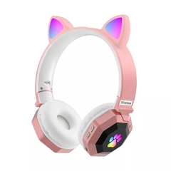 Fone de ouvido sem fio bonito orelha de gato Bluetooth 5.0 fone de ouvido estéreo rgb capacete de música celular com microfone fone de ouvido presente para crianças - comprar online