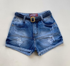 Short Mom Destroyed Com Cinto em Jeans Contraste - USEFORYOU