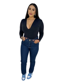 CALÇA MOM BÁSICA JEANS ESCURO