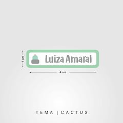 Etiqueta escolar tema cactus