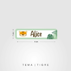 Etiqueta escolar tema tigre