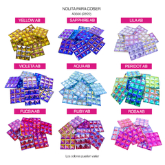 Piedras para bordar Nolita Colores AB Cuad 22x22mm Bolsa por 50 Unid - comprar online
