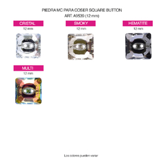 Piedras MC Bordar Square button 12mm - comprar online