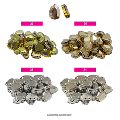 Piedras Engarzadas Metalizadas Lágrima 10x14mm por 144 unid - comprar online