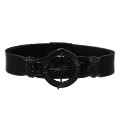 Pulseira Masculina Bússola Couro Legítimo Botão #3142 - comprar online