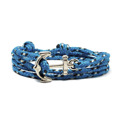 Pulseira Masculina Âncora Corda Náutica Ajustável - Azul #1123