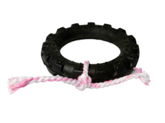 Brinquedo para cães Pneu Hard Bone Preto Laço Rosa (GG) - comprar online