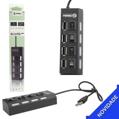 Hub USB 4 Portas - Extensor Hi-speed 480 Mbps USB 2.0 Preto - Shinka