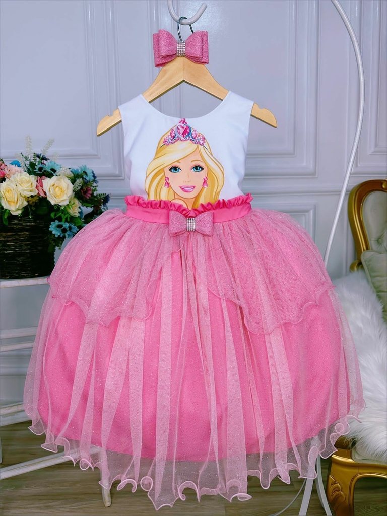 Vestido Barbie Pink Glitter