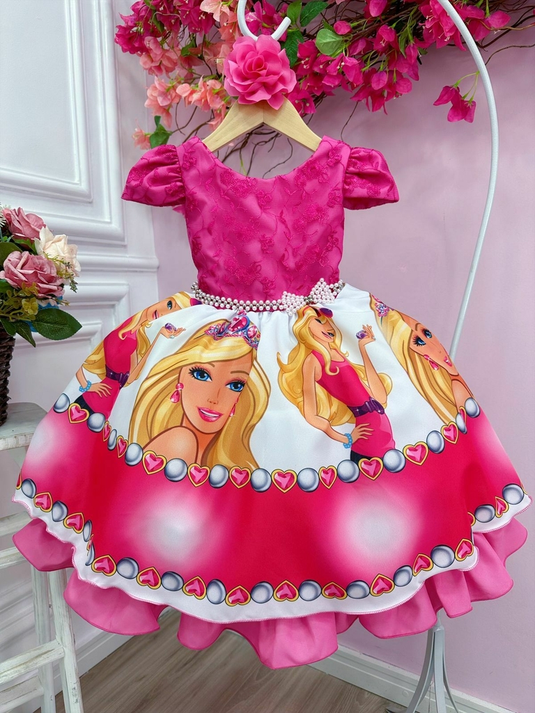 Vestido Infantil Rosa Barbie