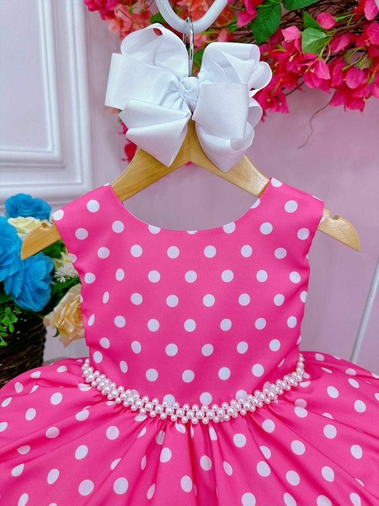 Vestido Infantil Princesa Barbie Rosa Chiclete Com Cinto