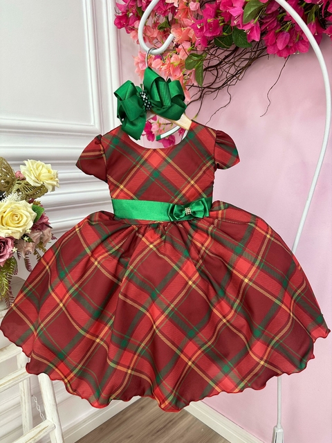 Vestido Infantil Vermelho E Off Renda De Luxo Festa Princesa em