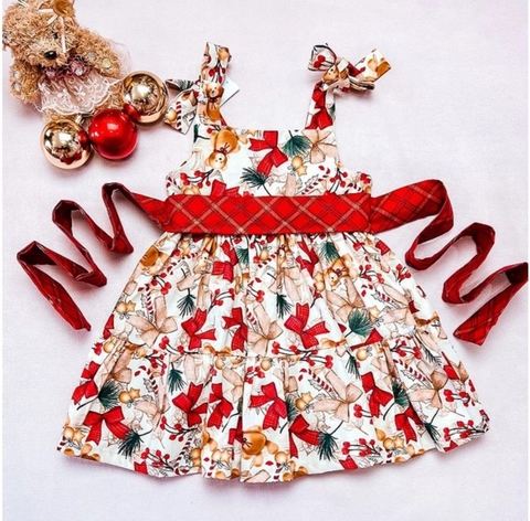 Vestido Infantil Vermelho Xadrez Colorido Natal Festas – PequenoLook