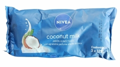 Jabón tocador Nivea coconut milk pack 3x125 grs (Cod: 1742)