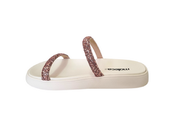 CHINELO PAPETE FEM. MOLECA BRANCO OFF DOURADO GLITTER - Sugestiva Calçados