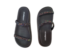 CHINELO PAPETE FEM. MOLECA MULTI PRETO GLITTER - loja online