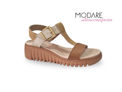 SANDALIA FEM. FLATFORM MODARE CMEL CREME - Sugestiva Calçados