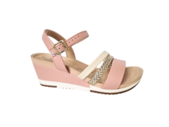 SANDÁLIA FEM. SALTO ANABELA MODARE ROSA DOURADO CREME - comprar online