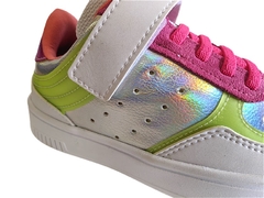 TENIS INF. FEM. FEM VITZ PÉ COM PÉ BRANCO HOLOGRÁFICO PINK - comprar online