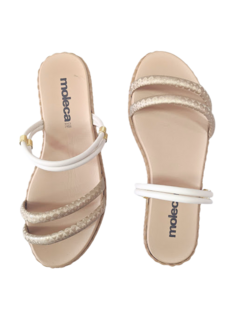 SANDALIA FEM. MOLECA BRANCO OFF DOURADO - loja online